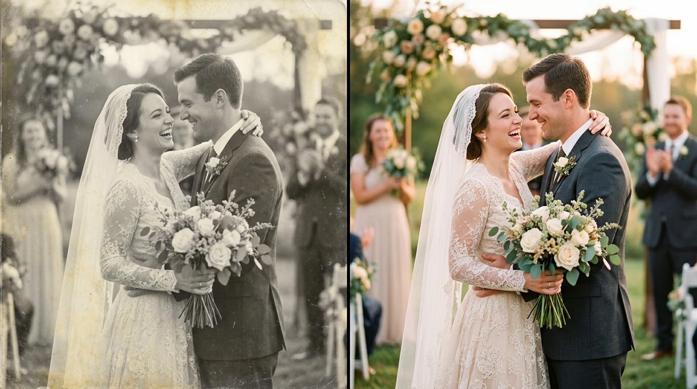 How to Restore Old Black and White Wedding Photos With AI