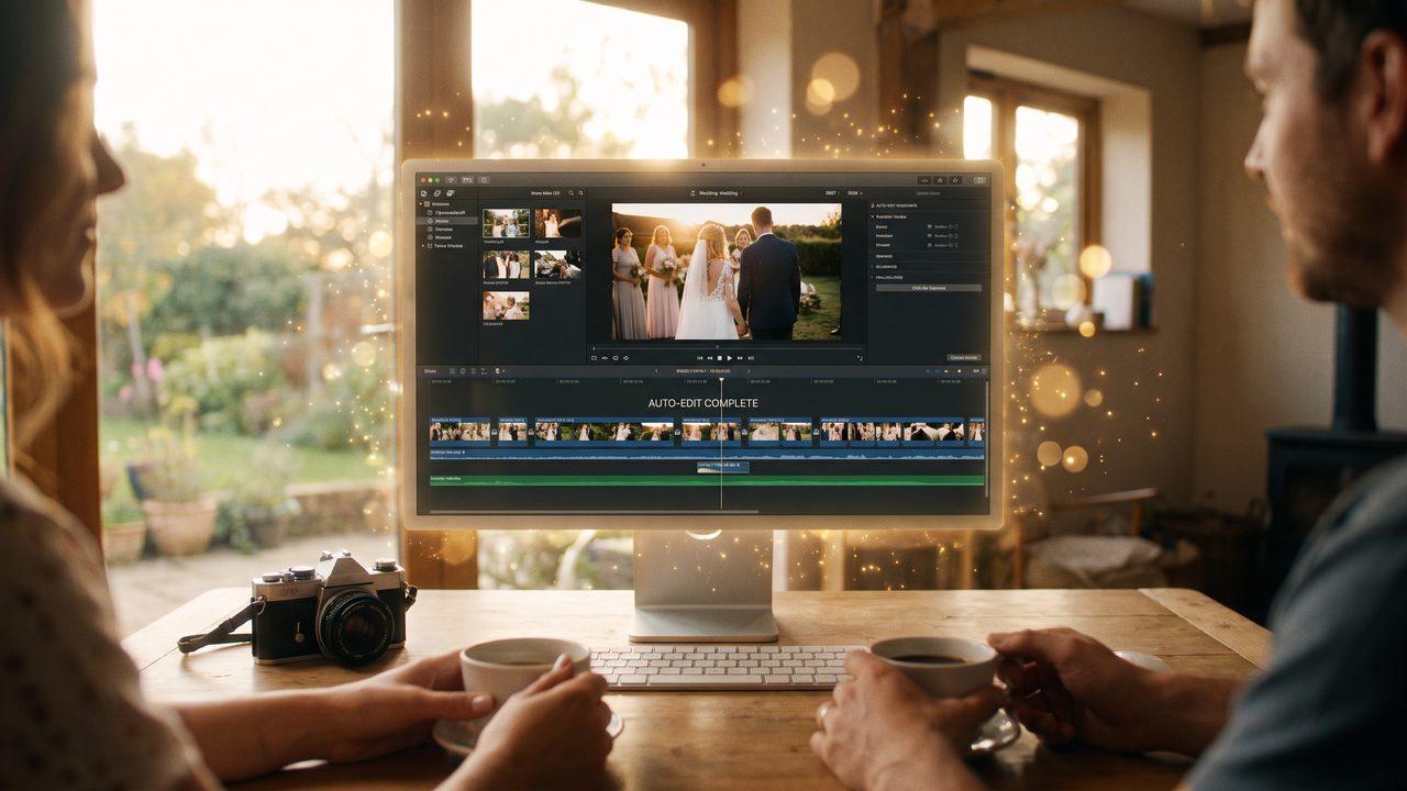Editorial photograph representing: too much wedding footage? ai automatic editing guide (2026)
