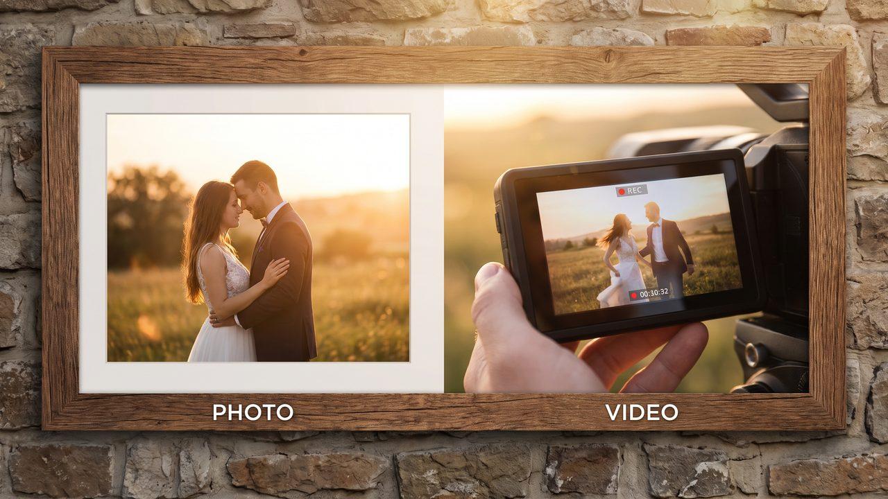 Editorial photograph representing: wedding photos vs. wedding video: which is worth the investment?