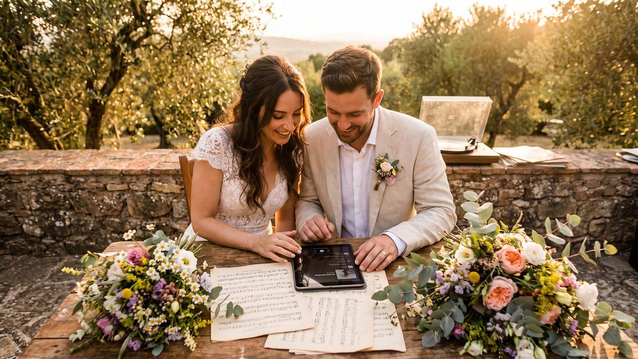Editorial photograph representing: wedding video background music selection guide: how to choose the perfect soundtrack
