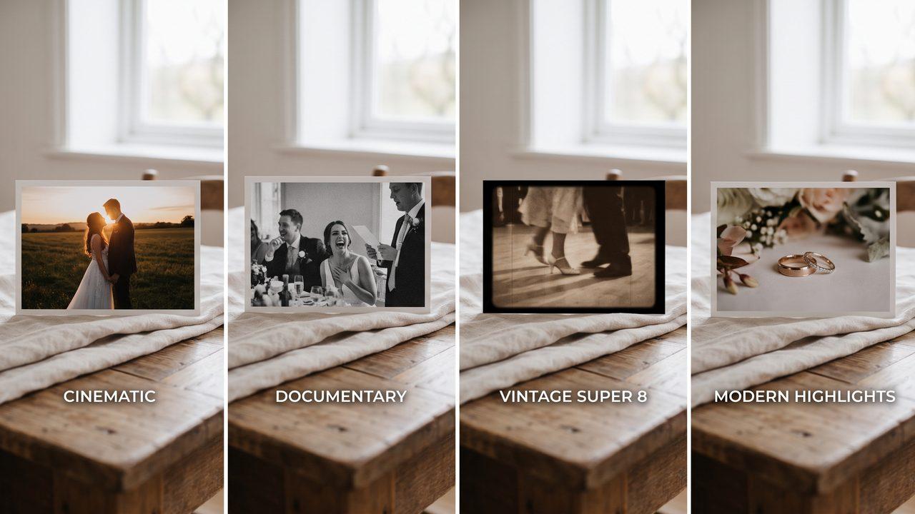Visual illustrating: top wedding video styles trending on pinterest