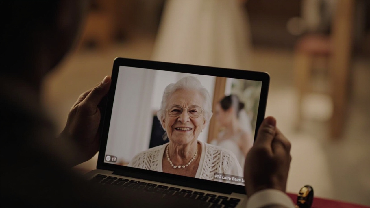 Remote family wedding video message