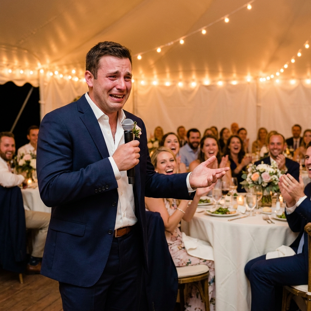Best man giving speech at wedding