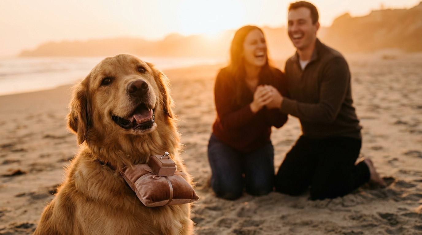 Pet as ring bearer at a proposal